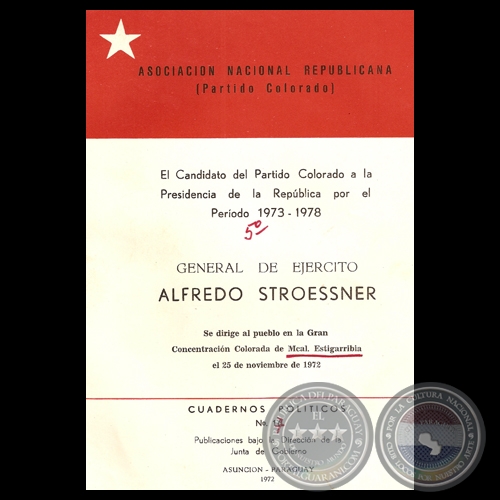 CONCENTRACION COLORADA DE MCAL. ESTIGARRIBIA, 1972 - Discurso de ALFREDO STROESSNER 