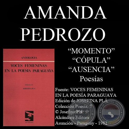 MOMENTO, CPULA y AUSENCIA - Poesas de AMANDA PEDROZO - Ao 1982