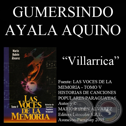 VILLARRICA - EL RECUERDO DE NOMBRES AMADOS - Letra de GUMERSINDO AYALA AQUINO