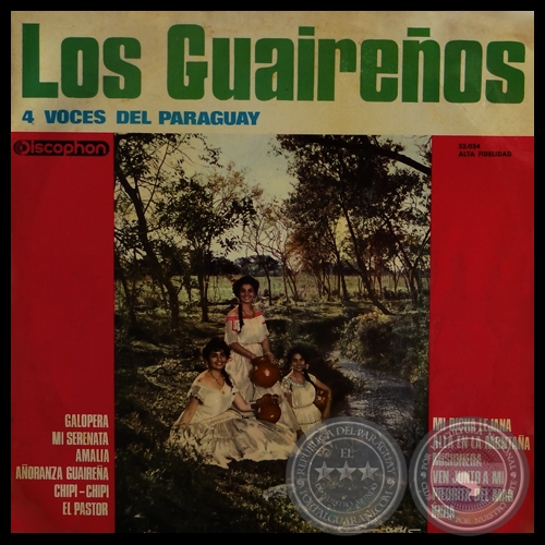 LOS GUAIREOS - 4 Voces del Paraguay - Lp 1965