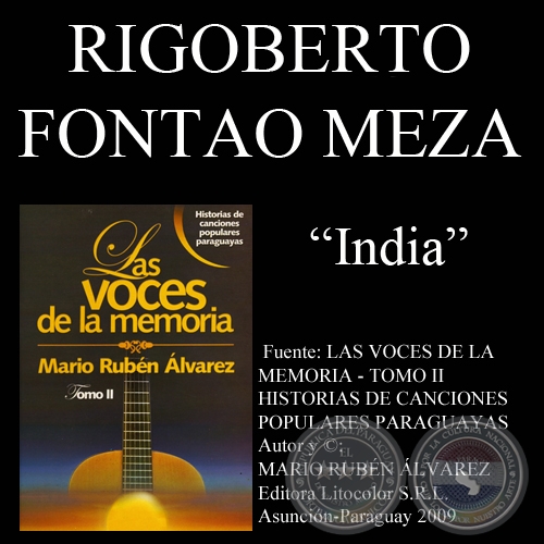 INDIA - Letra:  RIGOBERTO FONTAO MEZA