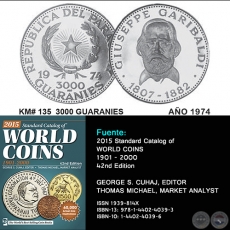 KM# 135 3000 GUARANIES - AO 1974 - MONEDAS DE PARAGUAY