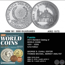 KM# 161 3000 GUARANIES - AO 1975 - MONEDAS DE PARAGUAY