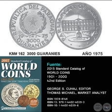 KM# 162 3000 GUARANIES - AO 1975 - MONEDAS DE PARAGUAY