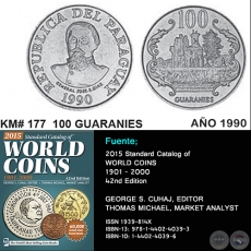 KM# 177 100 GUARANIES - AO 1990 - MONEDAS DE PARAGUAY