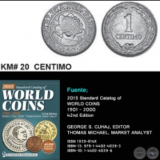 KM# 20 CENTIMO - AO 1944 - MONEDAS DE PARAGUAY