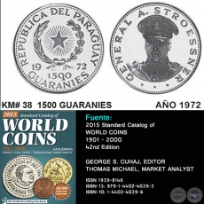 KM# 38 1500 GUARANIES - AO 1972 - MONEDAS DE PARAGUAY