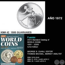 KM# 42 1500 GUARANIES - AO 1972 - MONEDAS DE PARAGUAY