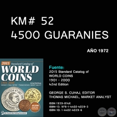 KM# 52 4500 GUARANIES - AO 1972 - MONEDAS DE PARAGUAY