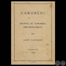 APUNTES DE TOPONIMIA HISPANOGUARAN, 1959 - Por LEN CADOGAN 