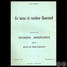 EN TORNO AL NOMBRE QUERAND, 1967 - Ensayo de LEN CADOGAN