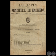 LEYES DE IMPUESTOS VIGENTES, 1921 - Presidencia de don MANUEL GONDRA