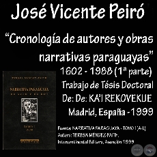 CRONOLOGA DE AUTORES Y OBRAS NARRATIVAS PARAGUAYAS. 1602-1988 (1 Parte)