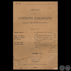 REVISTA DEL INSTITUTO PARAGUAYO - N° 53 - AÑO VIII, 1906 - Director: BELISARIO RIVAROLA 