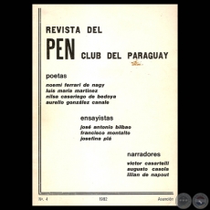 REVISTA DEL PEN CLUB DEL PARAGUAY - Nº 4 – AÑO 1982 - ASUNCIÓN - POETAS / ENSAYISTAS / NARRADORES