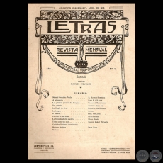 LETRAS. REVISTA MENSUAL, 1916 - AO N I  N 4 - Director: MANUEL RIQUELME 