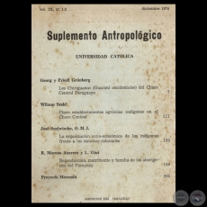 SUPLEMENTO ANTROPOLGICO - VOLUMEN IX, NMEROS 1 - 2 / DICIEMBRE 1974 - Director: BARTOMEU MELI, S.J. 