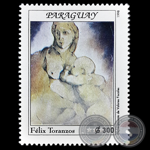 TCNICA MIXTA de FLIX TORANZOS - PINTURAS CONTEMPORNEAS - SELLO POSTAL PARAGUAYO AO 1998