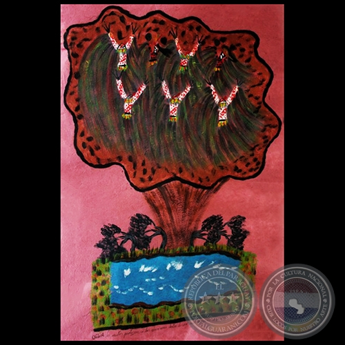 DIBUJO INDGENA 29 - Obra de OGWA FLORES - Coleccin GRUPO LIEBIG