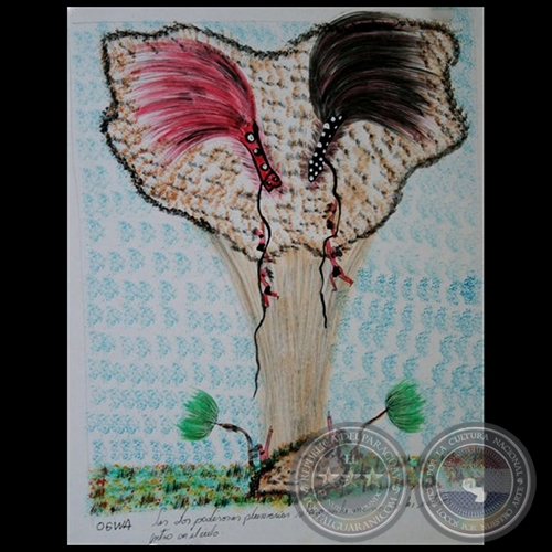 DIBUJO INDGENA 60 - Obra de OGWA FLORES - Coleccin GRUPO LIEBIG