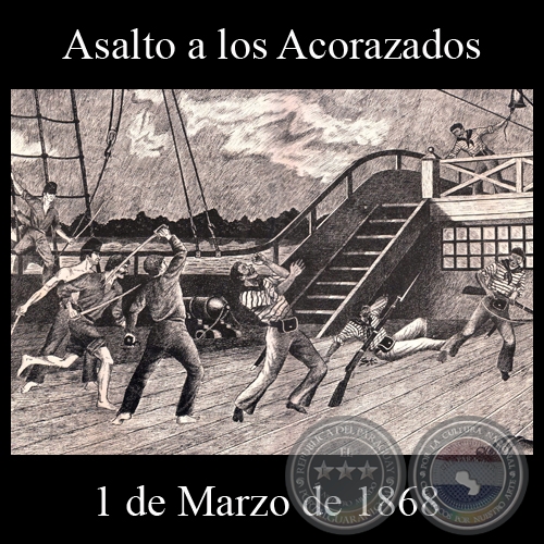 ASALTO A LOS ACORAZADOS - 1 DE MARZO DE 1868 - Dibujo de WALTER BONIFAZI