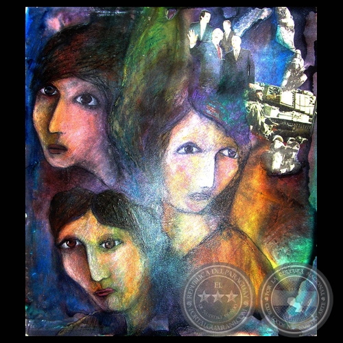 MUJERES, 2007 -Tinta de impresin y leo sobre tela de OLGA BLINDER