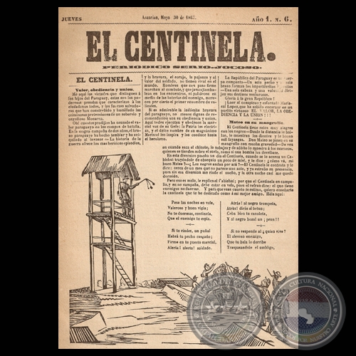 EL CENTINELA N 6 PERIDICO SERIO..JOCOSO, ASUNCIN, MAYO 30 de 1867