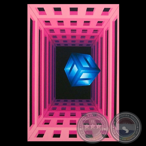 CUBO AZUL HQK - III, 2003 - Acrlico de ENRIQUE CAREAGA