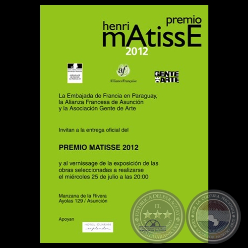 PREMIO HENRI MATISSE 2012 - (PRIMER PREMIO. FIDEL FERNNDEZ) - ASOCIACIN GENTE DE ARTE