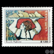 TCNICA MIXTA de RICARDO MIGLIORISI - PINTURAS CONTEMPORNEAS - SELLO POSTAL PARAGUAYO AO 1998