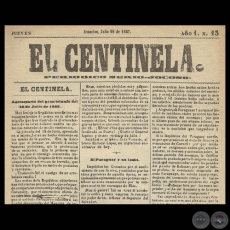 EL CENTINELA N 13 PERIDICO SERIO..JOCOSO, ASUNCIN, JULIO 11 de 1867
