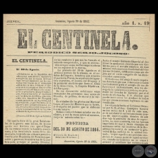 EL CENTINELA N 19 PERIDICO SERIO..JOCOSO, ASUNCIN, AGOSTO 29 de 1867