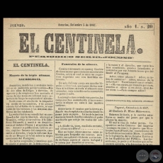 EL CENTINELA N 20 PERIDICO SERIO..JOCOSO, ASUNCIN, SETIEMBRE 5 de 1867