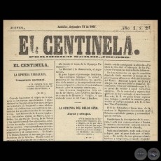 EL CENTINELA N 21 PERIDICO SERIO..JOCOSO, ASUNCIN, SETIEMBRE 12 de 1867