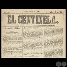 EL CENTINELA N 24 PERIDICO SERIO..JOCOSO, ASUNCIN, OCTUBRE 3 de 1867