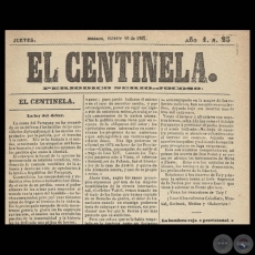 EL CENTINELA N 25 PERIDICO SERIO..JOCOSO, ASUNCIN, OCTUBRE 10 de 1867