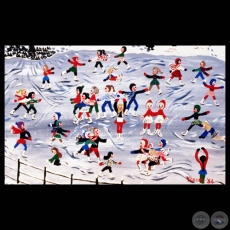 SKATING ON DODDINGTON LAKE, 1984 - Acrlicos de YSANNE GAYET