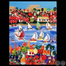 REGATA EN AREGU, 1984 -Acrlicos de YSANNE GAYET