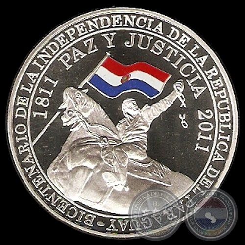 150 GUARANES (PLATA) - PM 261 - 1811 - 2011 BICENTENARIO DE LA INDEPENDENCIA DEL PARAGUAY 