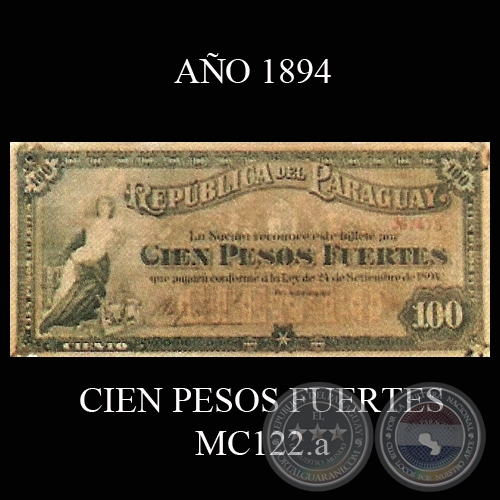 CIEN PESOS FUERTES - MC122.a - FIRMA: JOS URDAPILLETA  BENJAMN ACEVAL