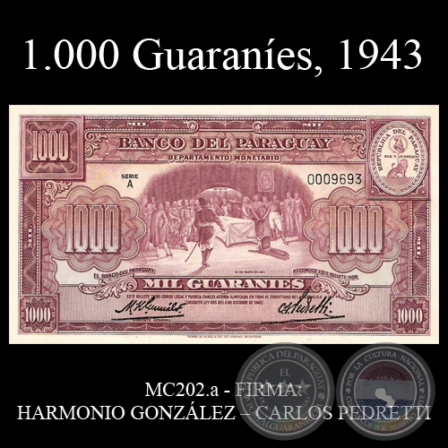 MIL GUARANES - MC202.a - FIRMA: HARMODIO GONZLEZ  CARLOS PEDRETTI