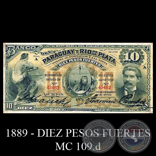 DIEZ PESOS FUERTES - MC109.d - FIRMA: FEDERICO KRAUCH - FRANCISCO CAMPOS