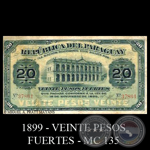 VEINTE PESOS FUERTES - MC135.a - FIRMA: BENIGNO BARRENA  VICTORIO TISCORNIA