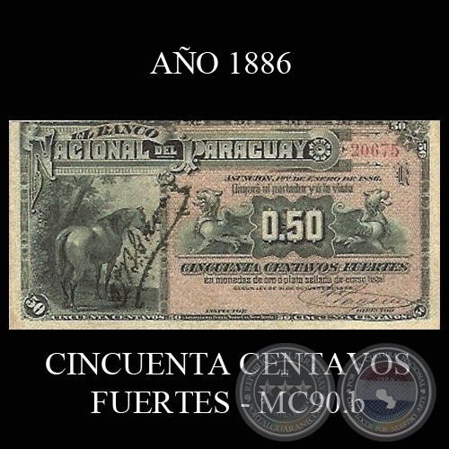 CINCUENTA CENTAVOS FUERTES - MC90.b - FIRMAS: J.B. GAONA  J.E. SAGUIER