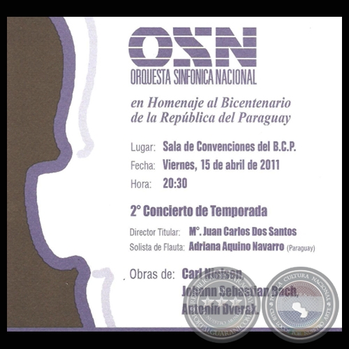 2 CONCIERTO DE TEMPORADA - OSN  ORQUESTA SINFNICA NACIONAL - VIERNES; 15 DE ABRIL DE 2011