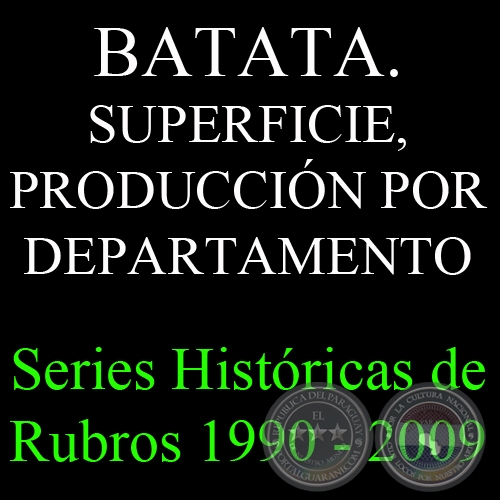 BATATA. SUPERFICIE, PRODUCCIN POR DEPARTAMENTO 1990 - 2009