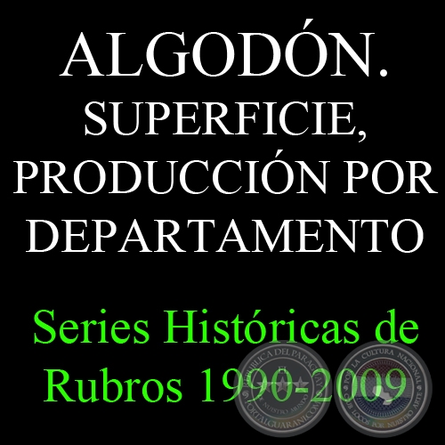 ALGODN. SUPERFICIE, PRODUCCIN POR DEPARTAMENTO 1990 - 2009