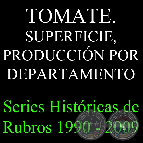 TOMATE. SUPERFICIE, PRODUCCIN POR DEPARTAMENTO 1990 - 2009