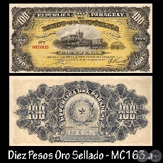 DIEZ PESOS ORO SELLADO - FIRMA: M. VIVEROS  E. PROUS