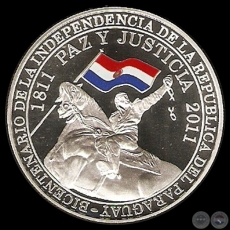 150 GUARANES (PLATA) - PM 261 - 1811 - 2011 BICENTENARIO DE LA INDEPENDENCIA DEL PARAGUAY 